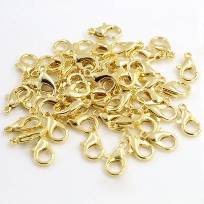 10pcs Plated Fashion Jewellery Alloy Lobster Clasp Hooks for Necklace & Bracelet Chain DIY Making Small Keyring - Gold 10x5mm - - Asia Sell