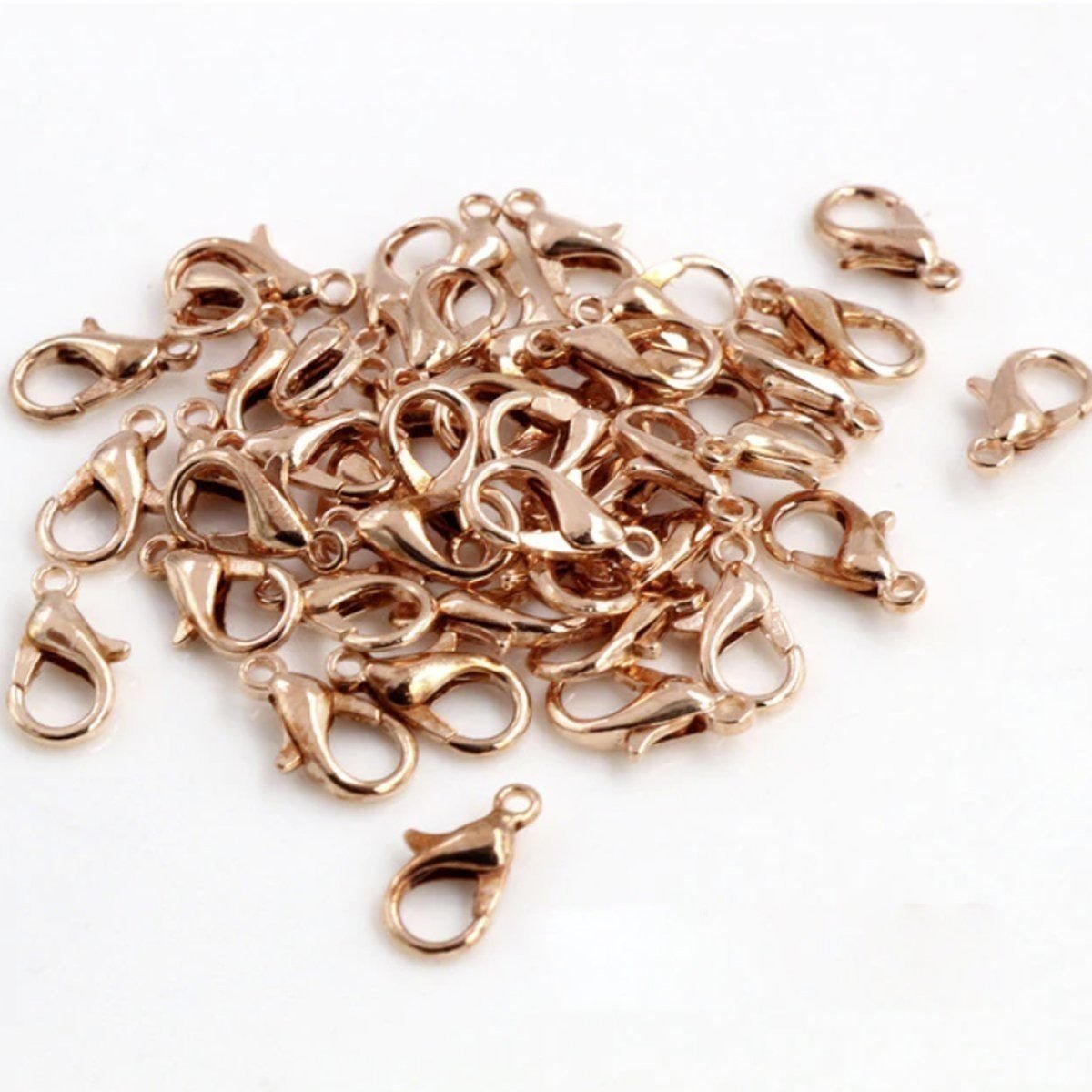 10pcs Plated Fashion Jewellery Alloy Lobster Clasp Hooks for Necklace & Bracelet Chain DIY Making Small Keyring - Rose Gold 10x5mm - - Asia Sell