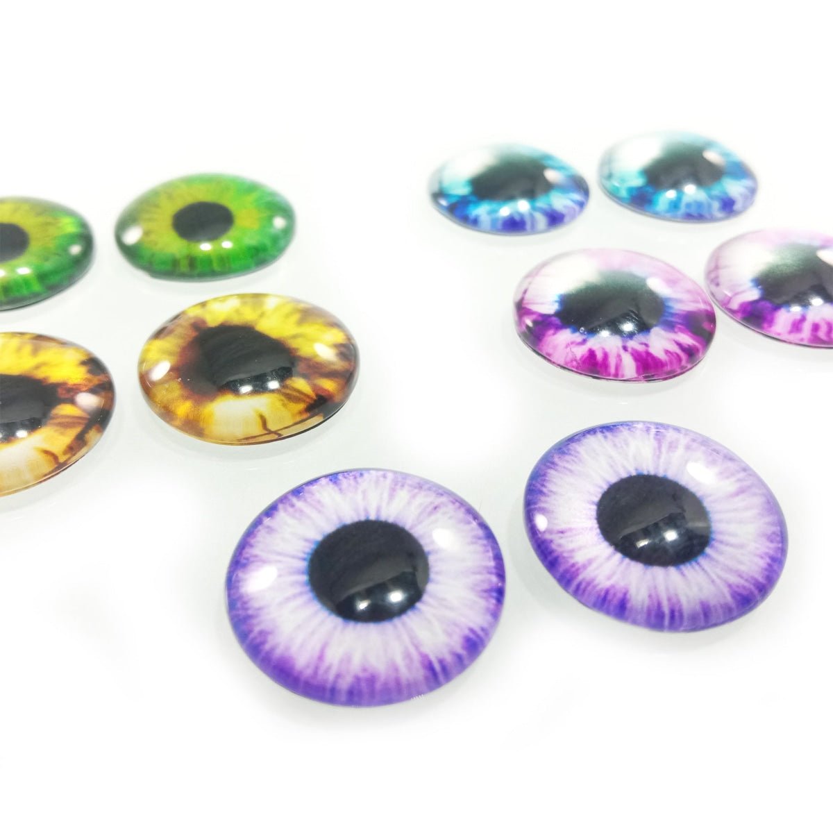 10pcs Round 15mm Glass Eyes Dragon Lizard Frog Eyeballs - Mixed Set 4 - Asia Sell