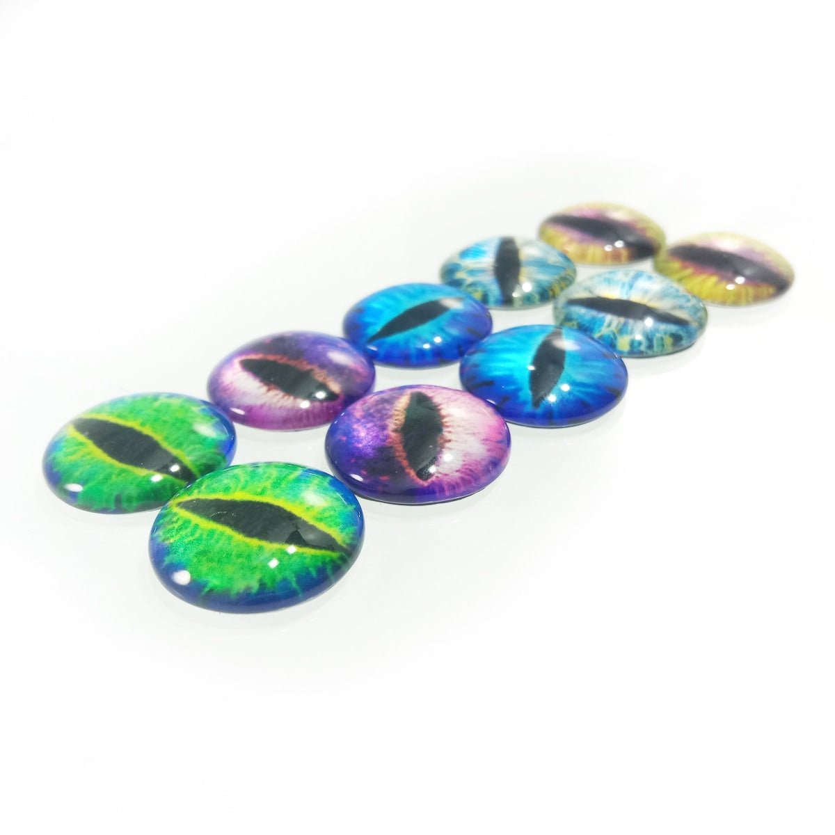 10pcs Round 18mm Glass Eyes Dragon Lizard Frog Eyeballs - Mixed Set 1 - - Asia Sell