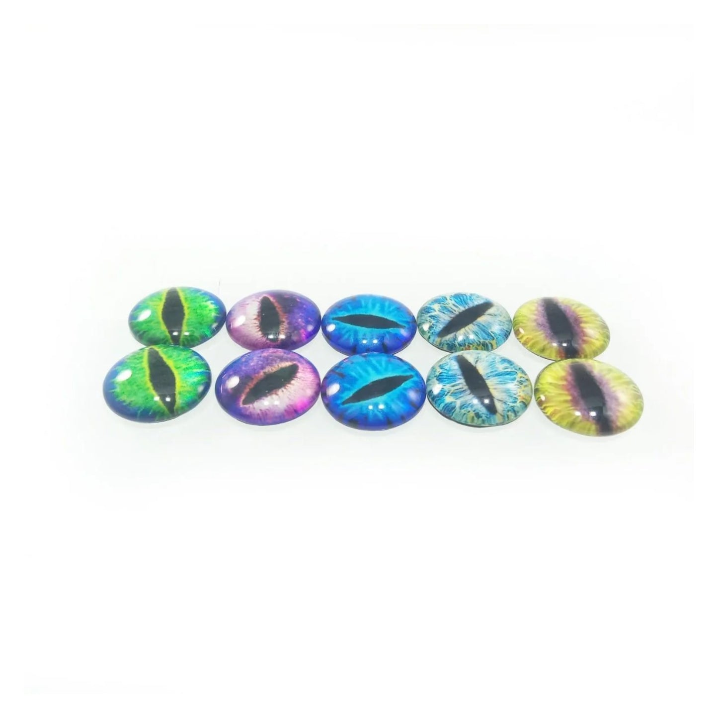 10pcs Round 20mm Glass Eyes Dragon Lizard Frog Eyeballs - Mixed Set 1 - Asia Sell