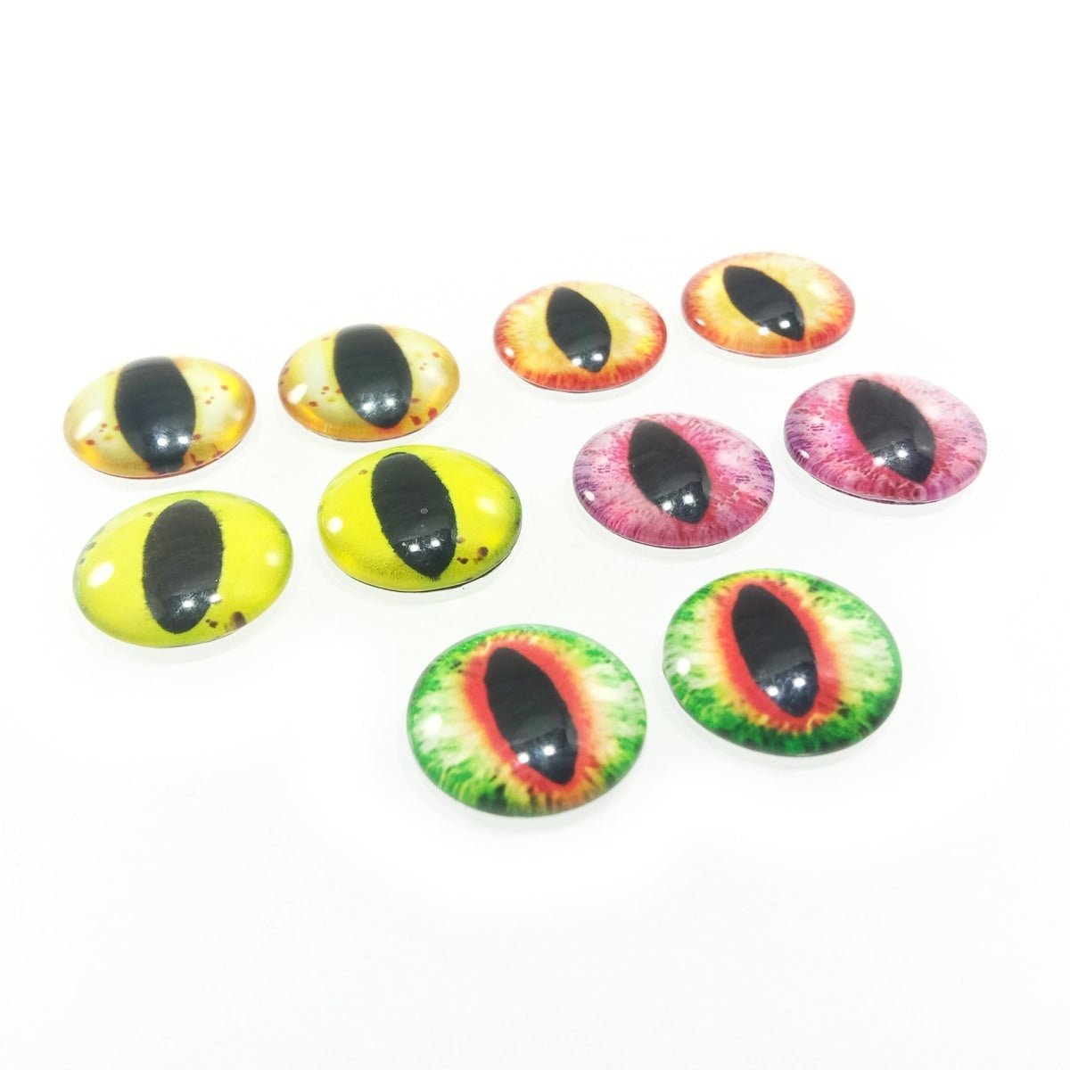 10pcs Round 20mm Glass Eyes Dragon Lizard Frog Eyeballs - Mixed Set 2 - Asia Sell