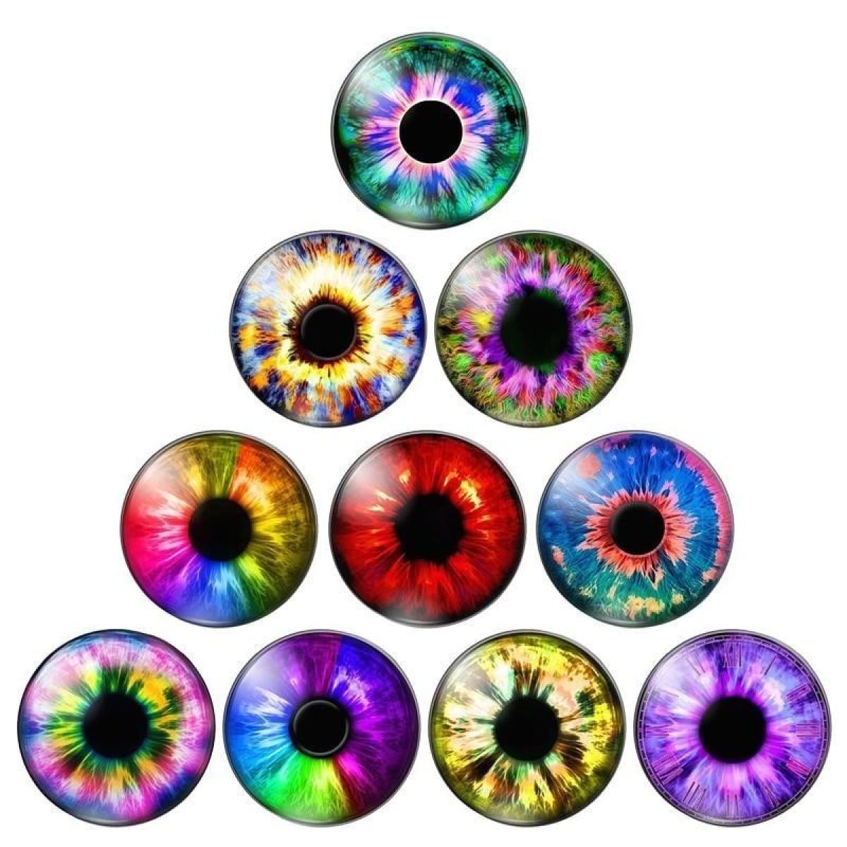 10pcs Round Dragon Cat Eyes Pattern 8mm/10mm/18mm/20mm/25mm Round Photo Glass Cabochon Flat Back - Mix A 10mm - Asia Sell