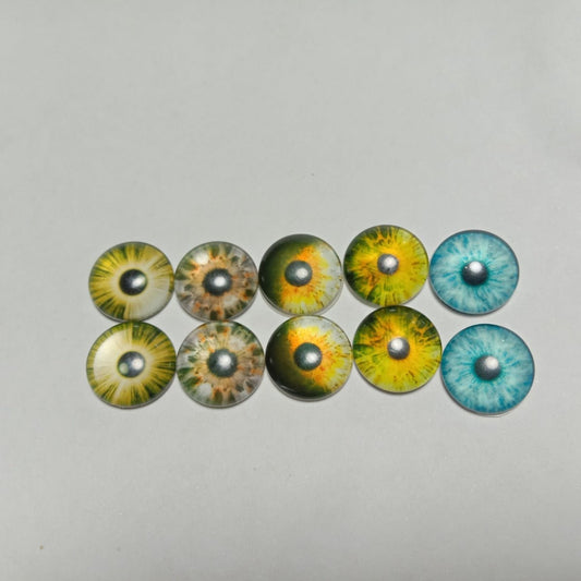 10pcs Round Pupil Glass Eyes 12mm Eye Cabochon Charms Cabochon Pattern DIY Crafts - Asia Sell