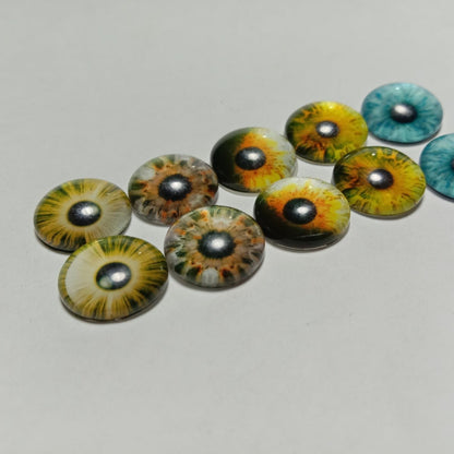 10pcs Round Pupil Glass Eyes 12mm Eye Cabochon Charms Cabochon Pattern DIY Crafts - - Asia Sell