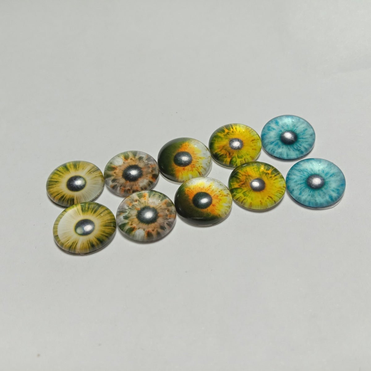 10pcs Round Pupil Glass Eyes 12mm Eye Cabochon Charms Cabochon Pattern DIY Crafts - - Asia Sell