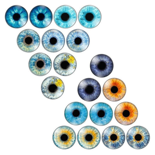 10pcs Round Pupil Glass Eyes 8-25mm Eye Cabochon Charms Cabochon Pattern Crafts - Set 1 8mm - Asia Sell