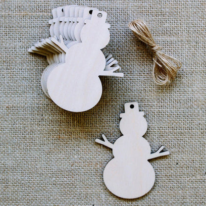 10pcs Wooden Blanks with Thread Christmas Hanging Ornament Forms Tree Bell Star Bauble Snowflake for DIY Craft - Christmas Sock - - Asia Sell