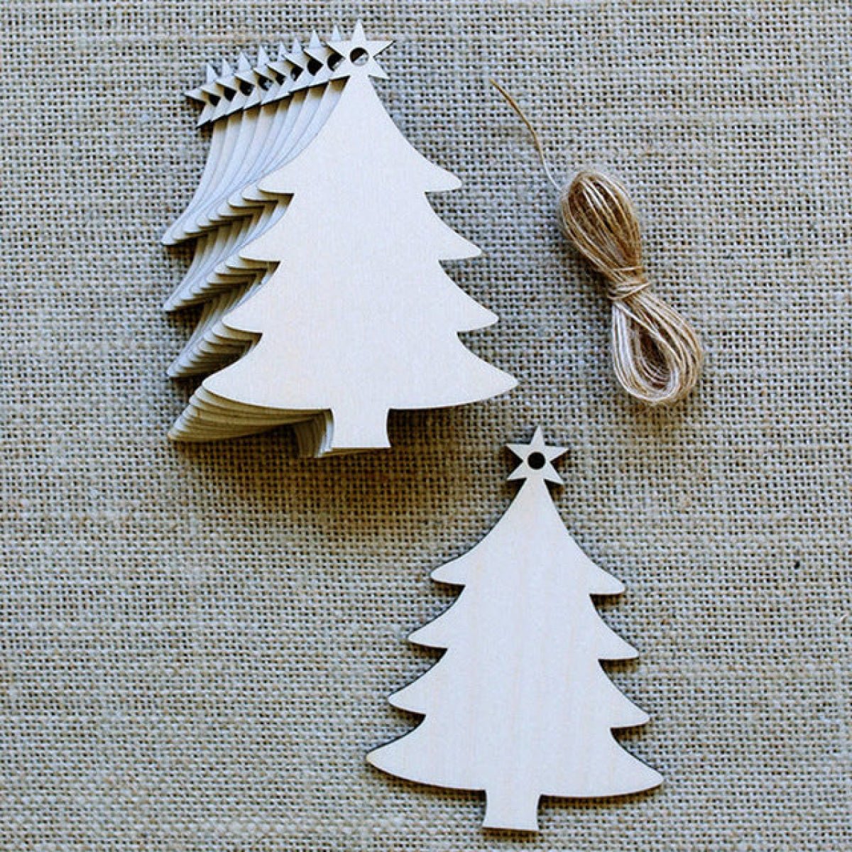 10pcs Wooden Blanks with Thread Christmas Hanging Ornament Forms Tree Bell Star Bauble Snowflake for DIY Craft - Christmas Tree Star of Bethlehem - - Asia Sell