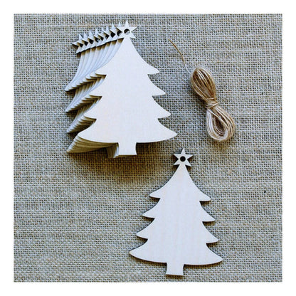 10pcs Wooden Blanks with Thread Christmas Hanging Ornament Forms Tree Bell Star Bauble Snowflake for DIY Craft - Christmas Tree Star of Bethlehem - Asia Sell