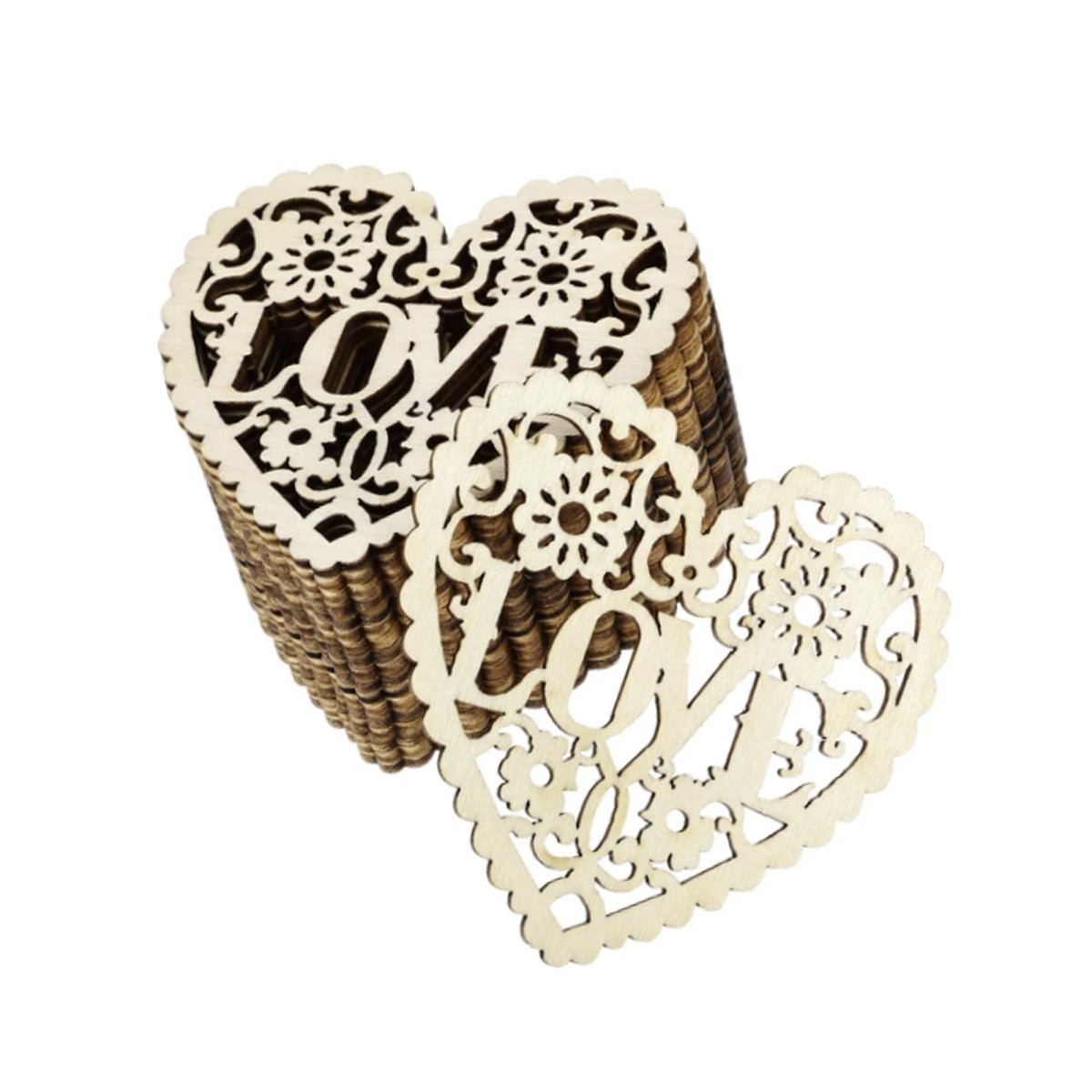 10pcs Wooden Hearts Love Theme Laser Cut Wooden Forms 80mm Quality Crafts Decorations - - Asia Sell