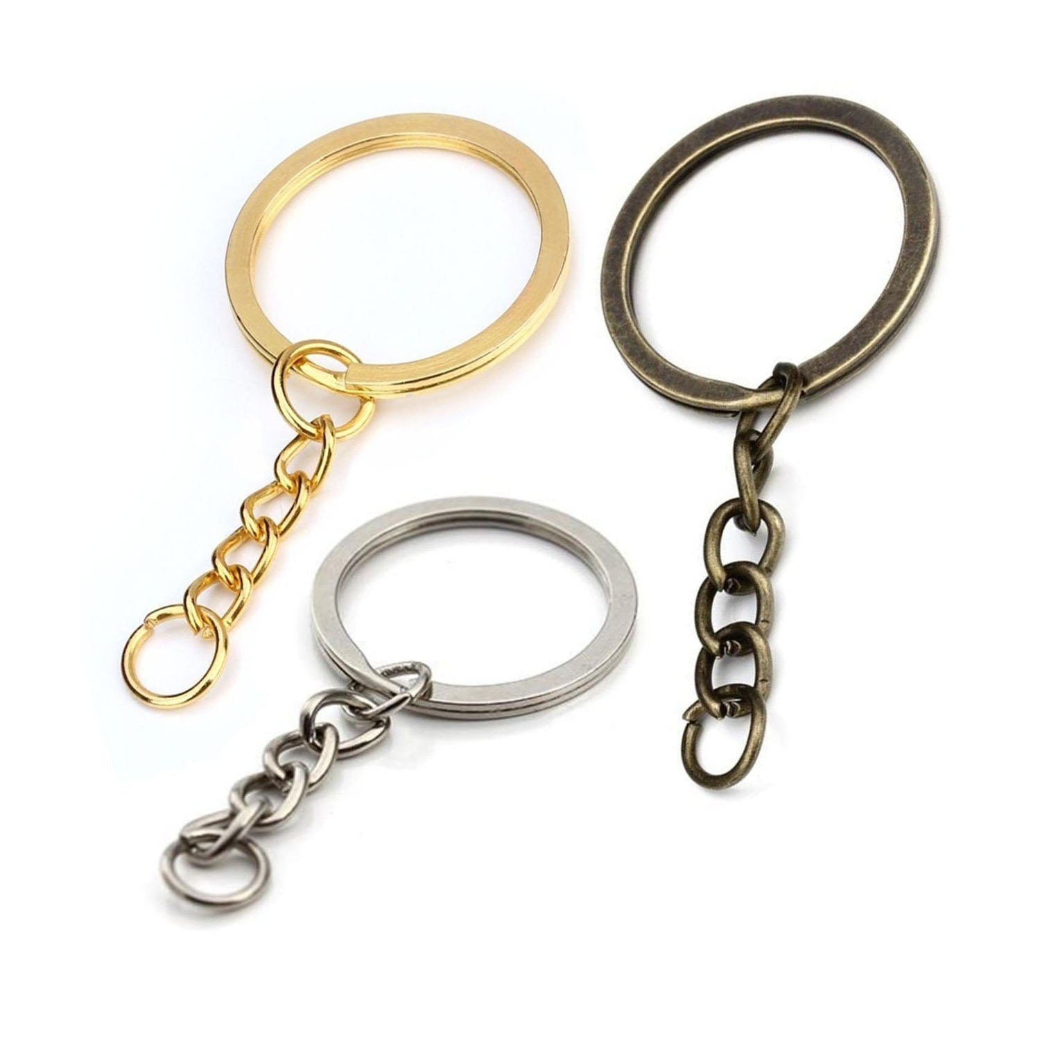 10pcs 30mm KC Gold Bronze Rhodium Keyring Keychain Split Ring Chain Key Rings - Main Image - Asia Sell