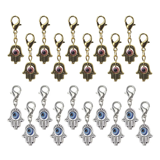 10pcs 35x13mm Beads Hamsa Hand Charms Pendent Lobster Clasp Pendant Key Chain Red Blue Silver Gold Jewellery Accessories | Main Image