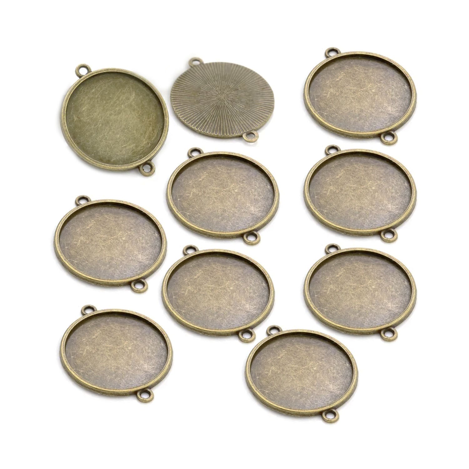 10pcs Cabochon Bases 14mm ID Antique Bronze Charms Pendant Bracelet Necklace DIY Metal - Double Hole - Asia Sell