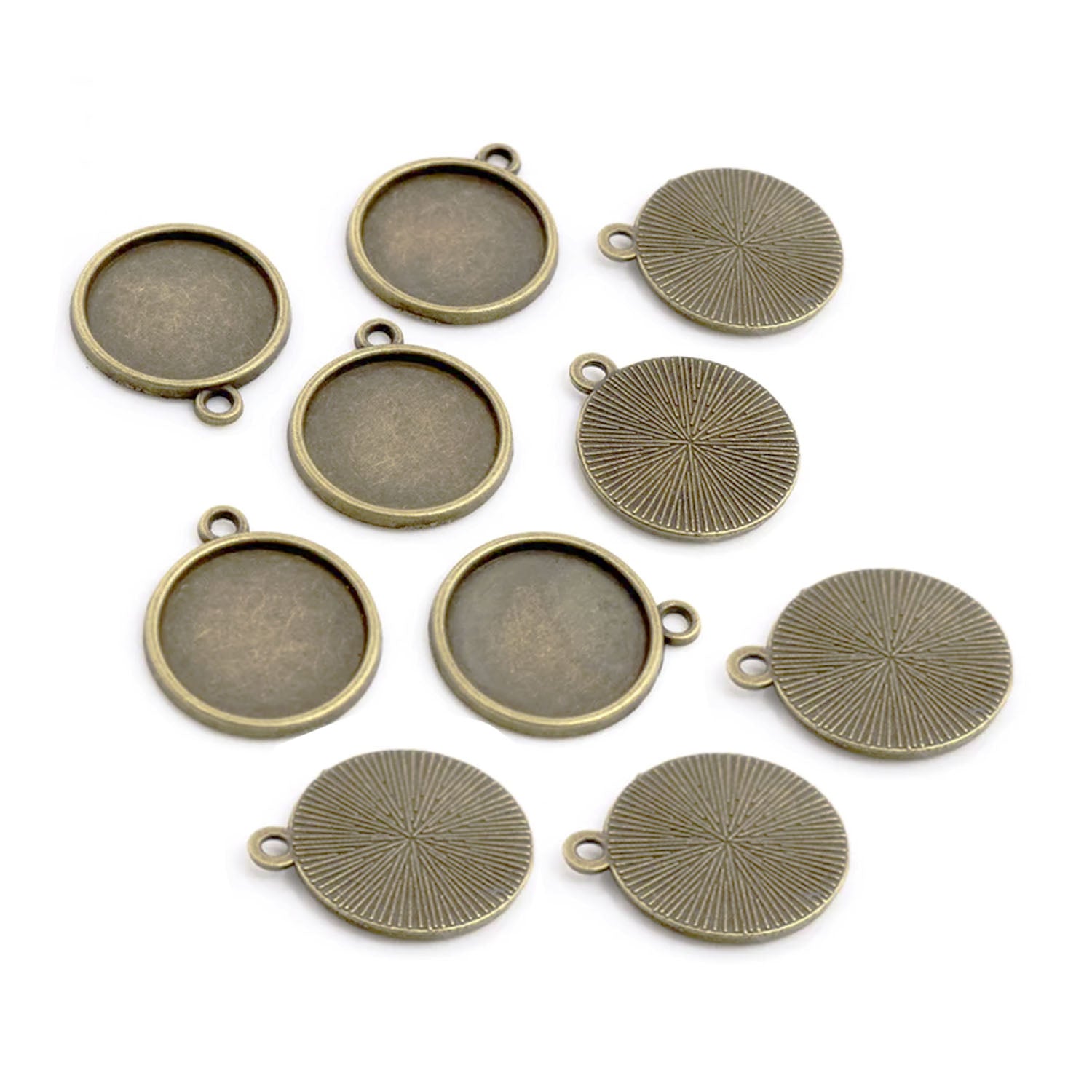 10pcs Cabochon Bases 14mm ID Antique Bronze Charms Pendant Bracelet Necklace DIY Metal - Single Hole - Asia Sell