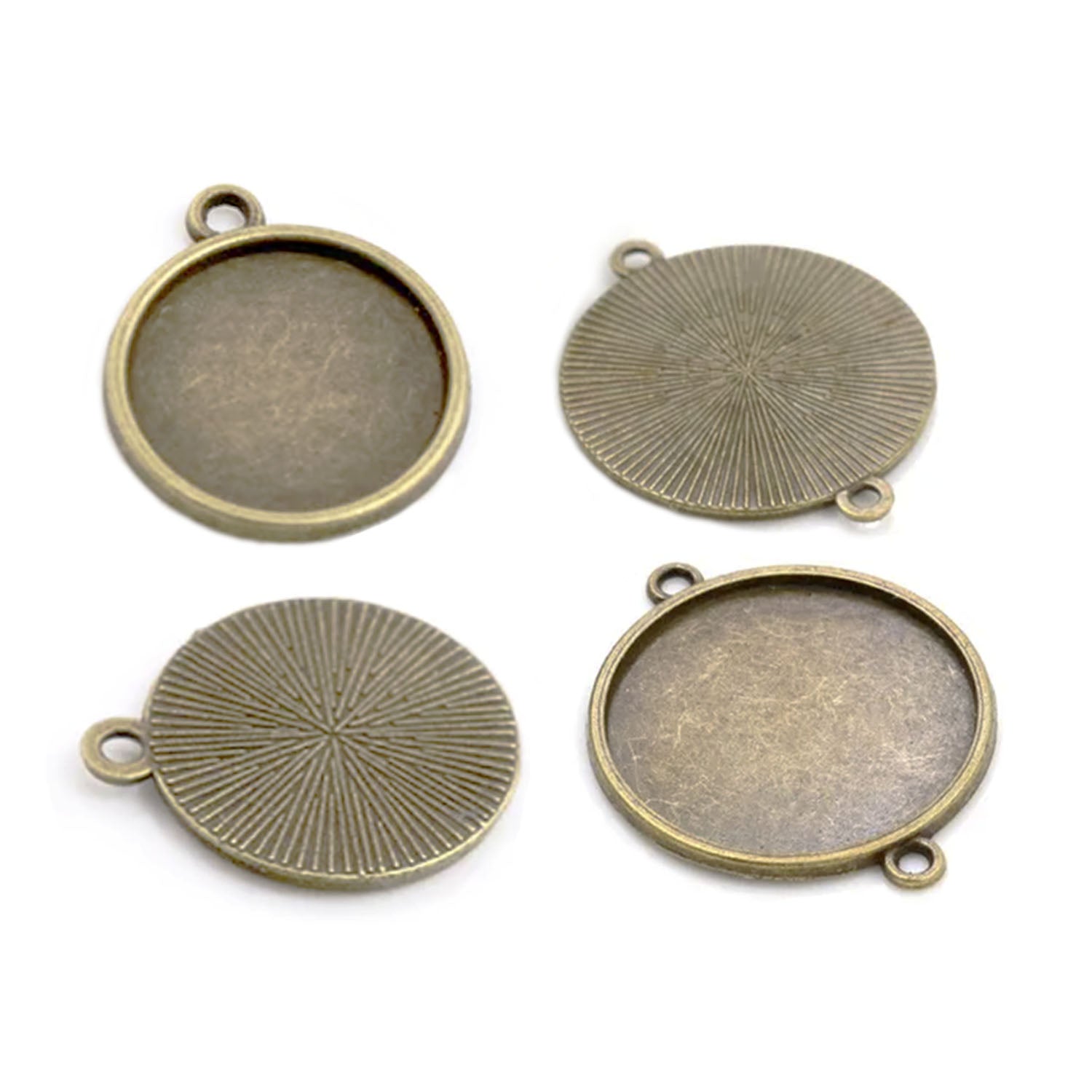 10pcs Cabochon Bases 14mm ID Antique Bronze Charms Pendant Bracelet Necklace DIY Metal - Bronze 14mm Single or Double Hole - Main Image - Asia Sell