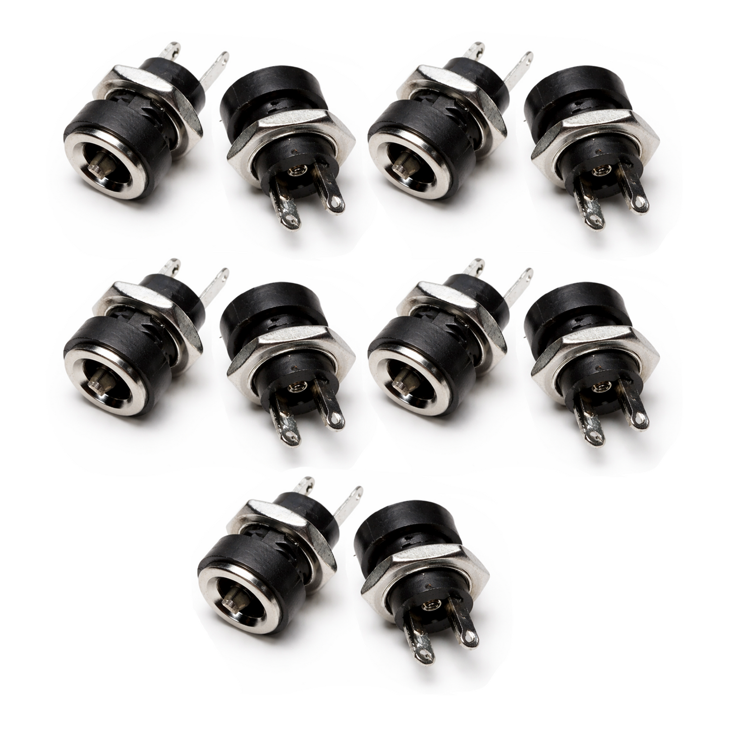 10pcs DC Power Charger Plug 5.5mmx2.1mm Jack Socket Female Panel Mount Connector