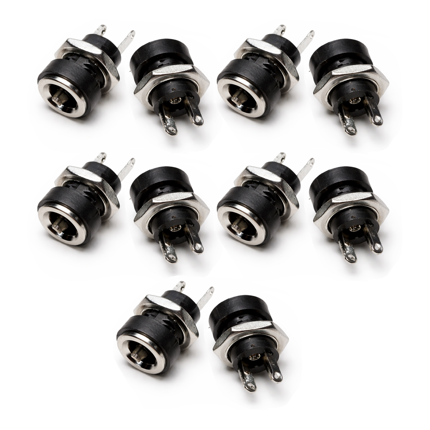 10pcs DC Power Charger Plug 5.5mmx2.1mm Jack Socket Female Panel Mount Connector