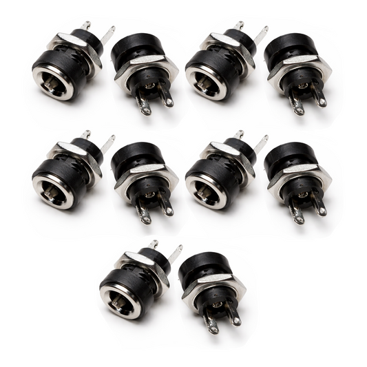10pcs DC Power Charger Plug 5.5mmx2.1mm Jack Socket Female Panel Mount Connector