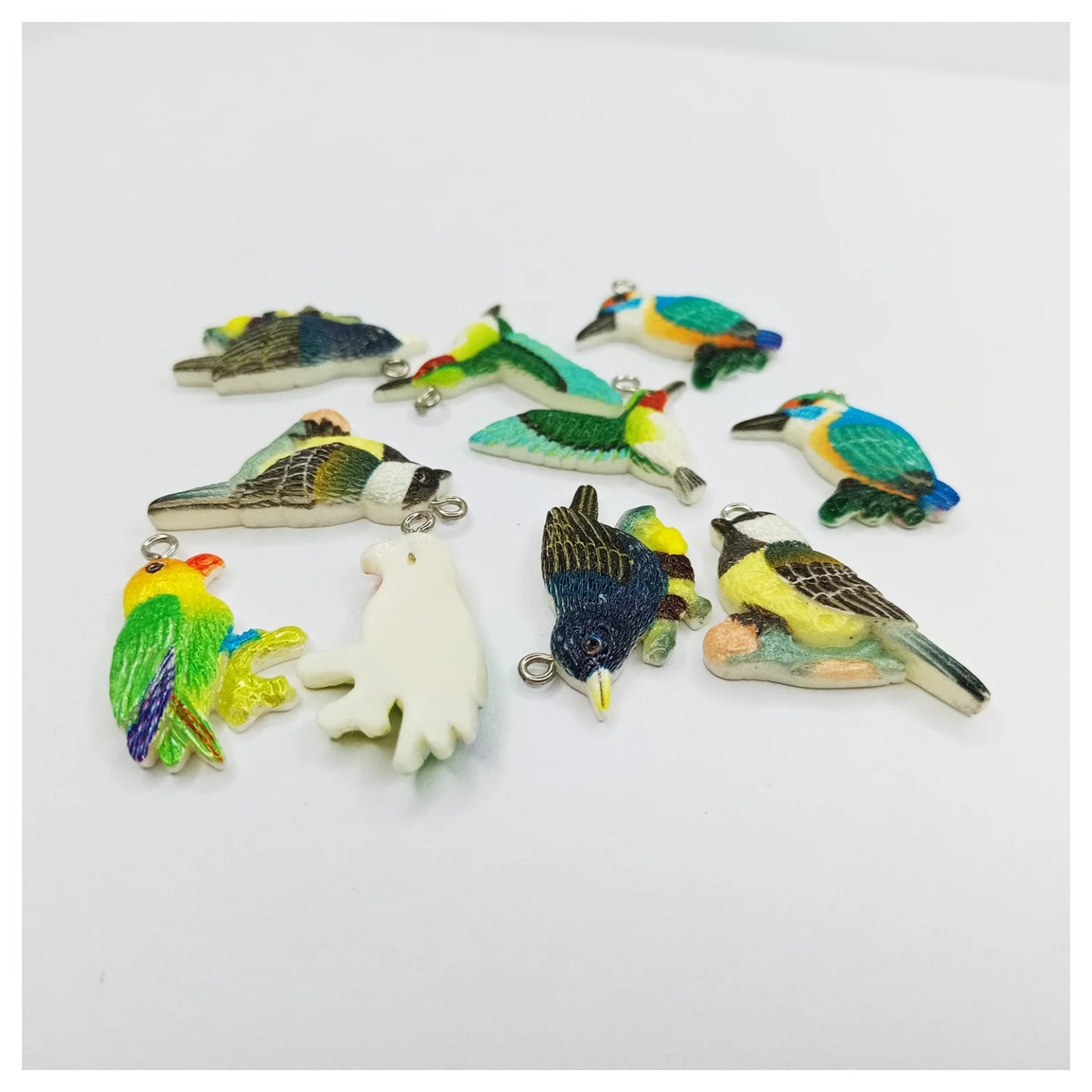 10pcs Figurine Birds Resin Charms 34mm Flatback Jewellery Findings Necklace Pendant