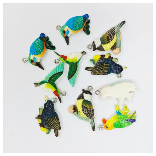 10pcs Figurine Birds Resin Charms 34mm Flatback Jewellery Findings Necklace Pendant