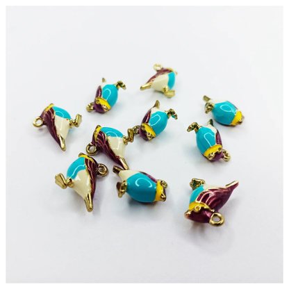 10pcs Figurine Birds Resin Metal Wings Charms 17mm Jewellery Findings Necklace Pendant - Purple Gold White Blue Yellow