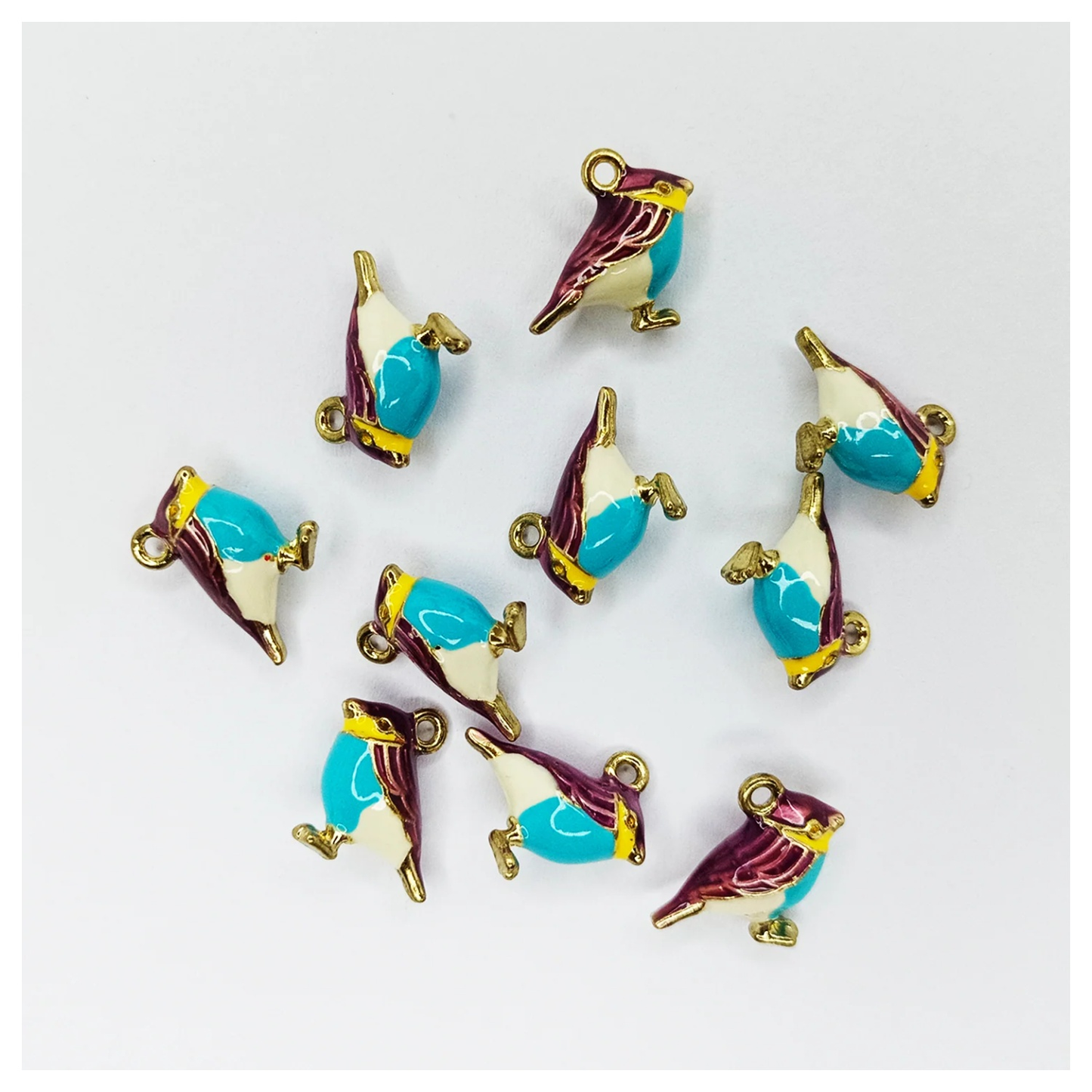10pcs Figurine Birds Resin Metal Wings Charms 17mm Jewellery Findings Necklace Pendant