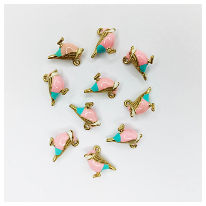 10pcs Figurine Birds Resin Metal Wings Charms 17mm Jewellery Findings Necklace Pendant