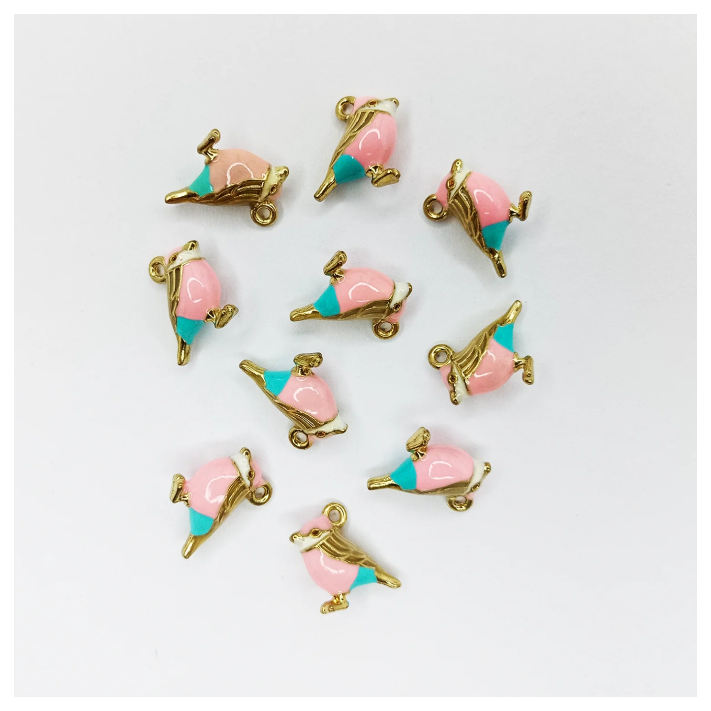 10pcs Figurine Birds Resin Metal Wings Charms 17mm Jewellery Findings Necklace Pendant