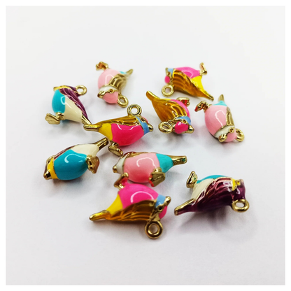 10pcs Figurine Birds Resin Metal Wings Charms 17mm Jewellery Findings Necklace Pendant - Mixed