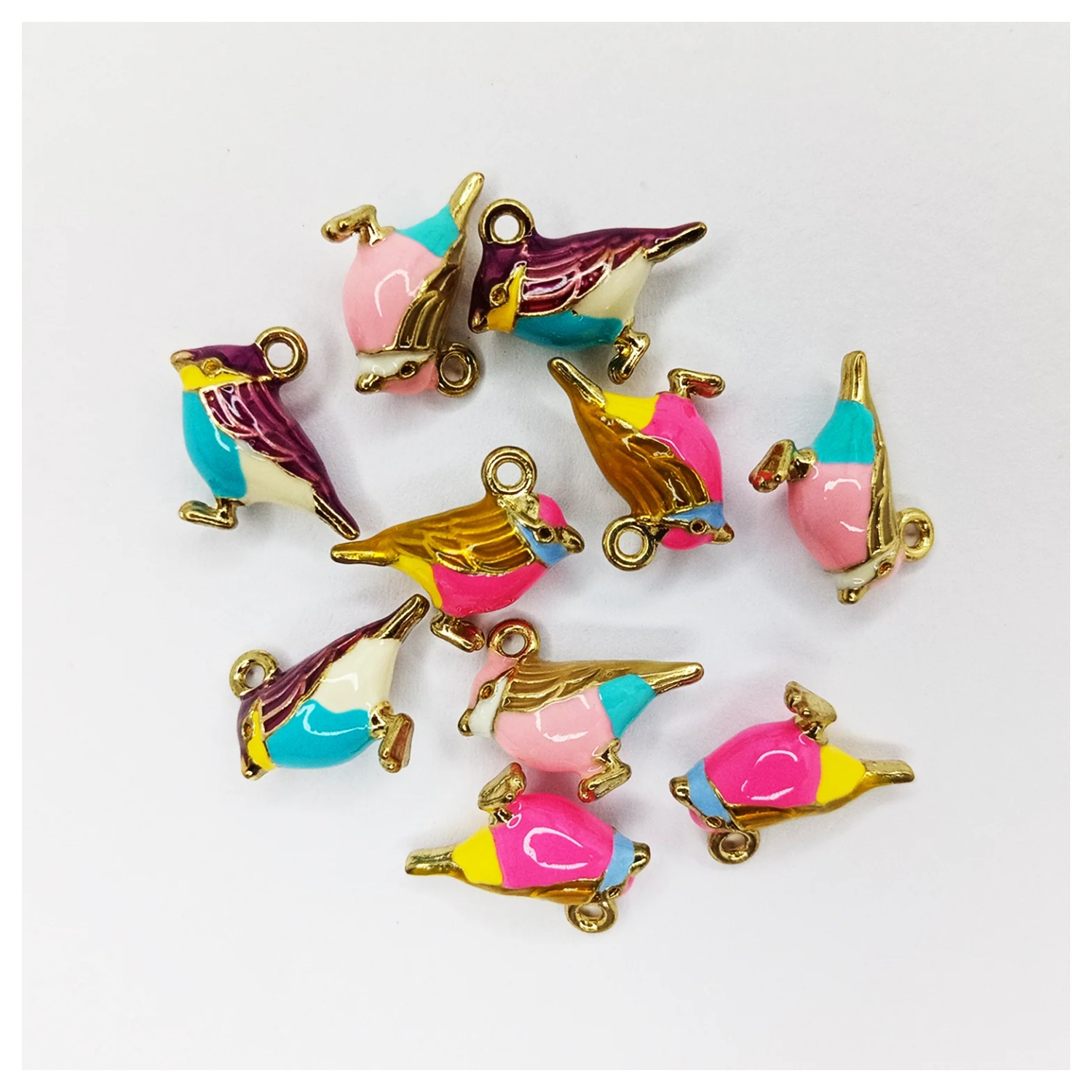 10pcs Figurine Birds Resin Metal Wings Charms 17mm Jewellery Findings Necklace Pendant