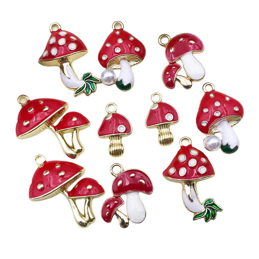 10pcs Mushroom Pendant Alloy Enamel Charms Red DIY Accessories For Making Jewellery | Main Image | Asia Sell