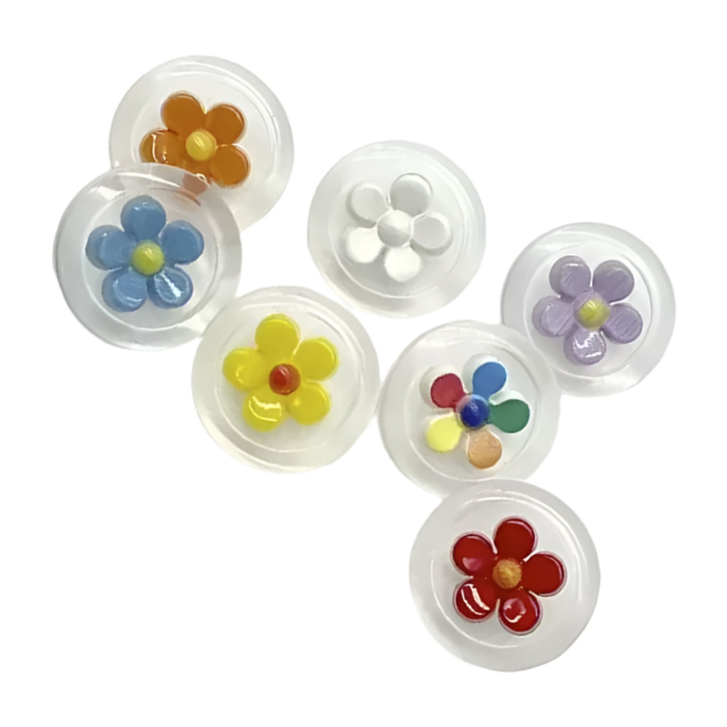 10pcs Transparent Flower Buttons 18mm Round Plastic Shank Buttons DIY Clothing Sewing Accessories | Asia Sell