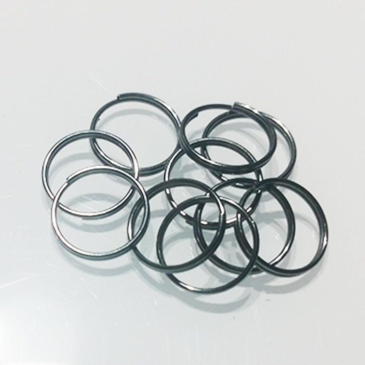 10x 10mm Dark Silver/Black Split Key Rings Small Keyrings Double Loop Fashion Single Key - - Asia Sell