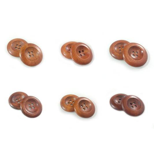 10x 25-35mm 4 Hole Beveled Wooden Buttons Wood Bevel Button For Coat Upholstery - 30mm Brown 1 - Asia Sell