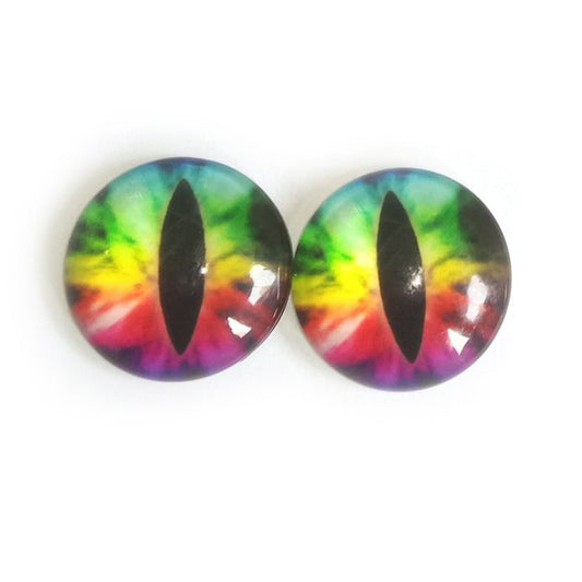 10x 6mm 8mm 10mm 12mm 20mm 25mm 30mm Glass Dragon Eye Figurines Cabochons Eyes DIY Crafts Rainbow - 6mm - Asia Sell