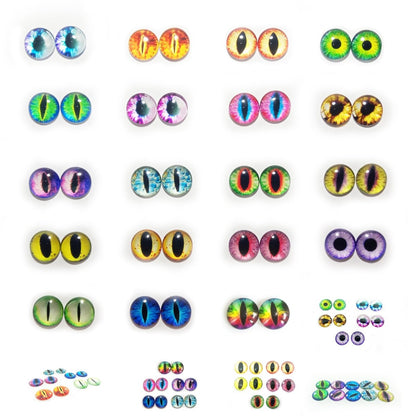 10x 6mm 8mm 10mm 12mm Glass Eyes Cabochon Lizard Cat Frog Animal Flat Dome Eye - 6mm - Mixed Set 1 - Asia Sell