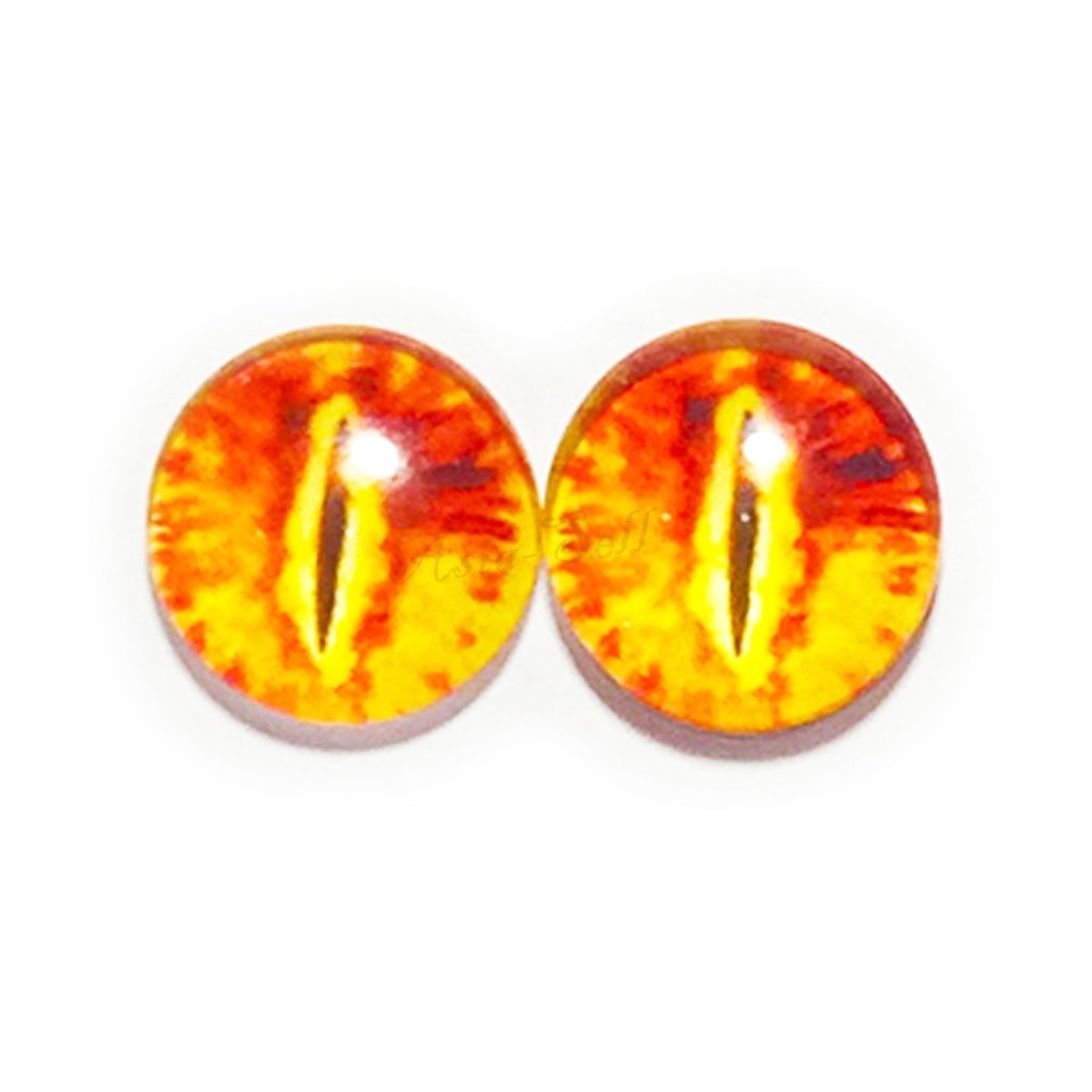 10x 6mm 8mm 10mm 12mm Glass Eyes Cabochon Lizard Cat Frog Animal Flat Dome Eye - 6mm - Orange Slit Pupils - Asia Sell