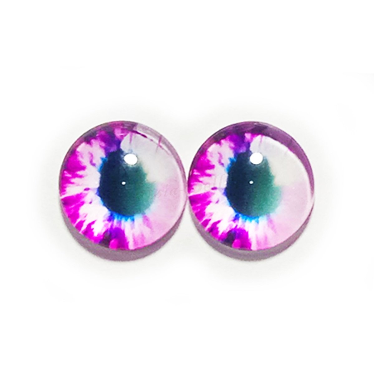 10x 6mm 8mm 10mm 12mm Glass Eyes Cabochon Lizard Cat Frog Animal Flat Dome Eye - 6mm - Purple White Round Pupils - Asia Sell