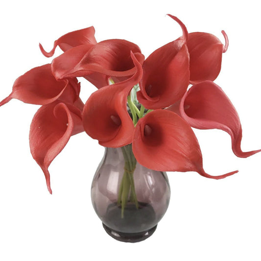 10x Artificial Lillies Flowers Bouquet Fake Lily Flower Wedding Bridal Decoration - Red - - Asia Sell