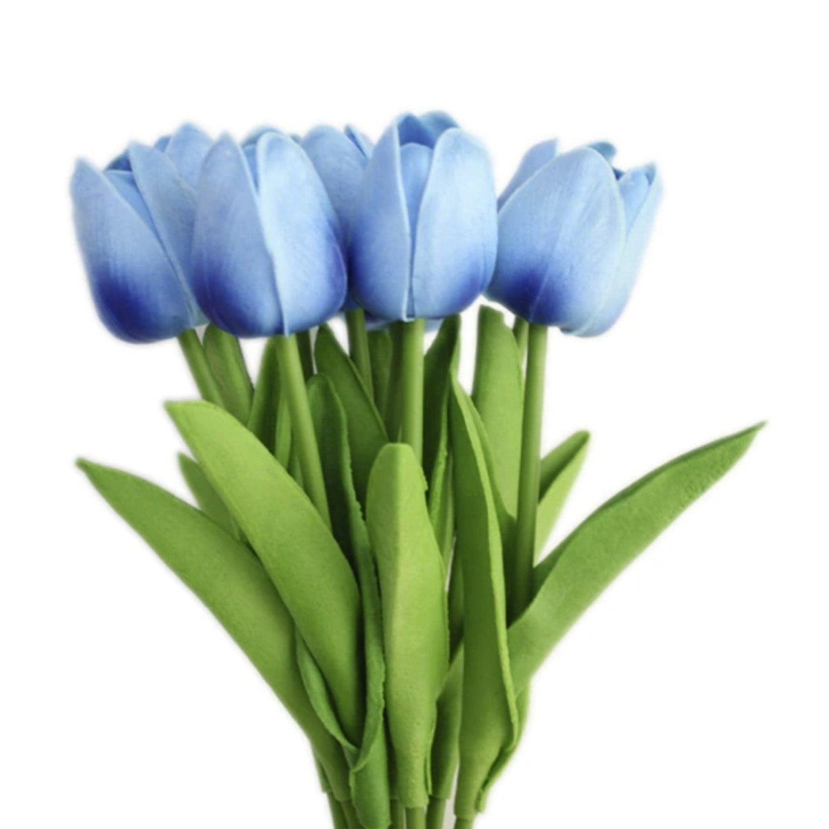 10x Artificial Tulips Flowers 35cm Stem Bouquet Fake Flower Wedding Bridal Decoration - Blue Shades - - Asia Sell