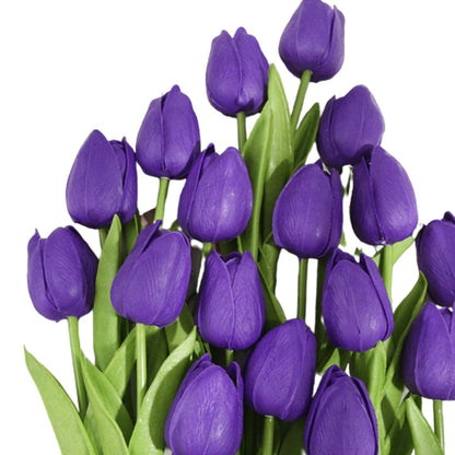 10x Artificial Tulips Flowers 35cm Stem Bouquet Fake Flower Wedding Bridal Decoration - Dark Purple - - Asia Sell