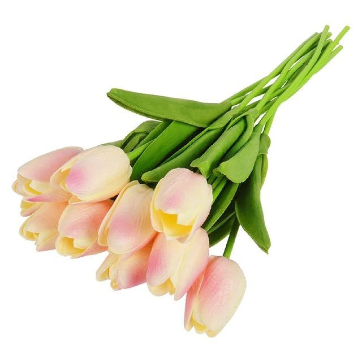 10x Artificial Tulips Flowers 35cm Stem Bouquet Fake Flower Wedding Bridal Decoration - Light Pink White - - Asia Sell