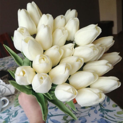 10x Artificial Tulips Flowers 35cm Stem Bouquet Fake Flower Wedding Bridal Decoration - Orange - - Asia Sell
