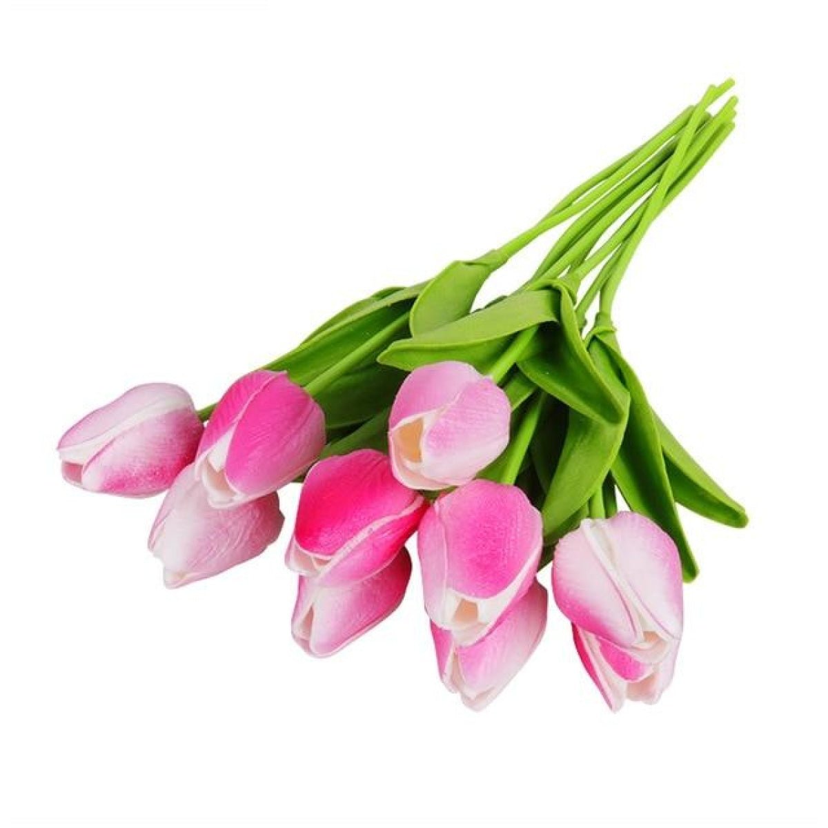 10x Artificial Tulips Flowers 35cm Stem Bouquet Fake Flower Wedding Bridal Decoration - Pink White 2 - - Asia Sell