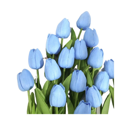 10x Artificial Tulips Flowers 35cm Stem Bouquet Fake Flower Wedding Bridal Decoration - Sky Blue - Asia Sell