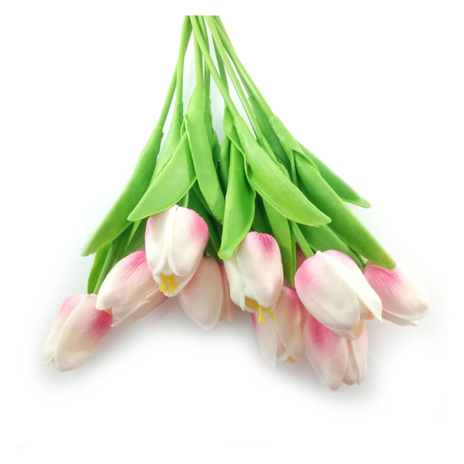 10x Artificial Tulips Flowers 35cm Stem Bouquet Fake Flower Wedding Bridal Decoration - White Pink - Asia Sell