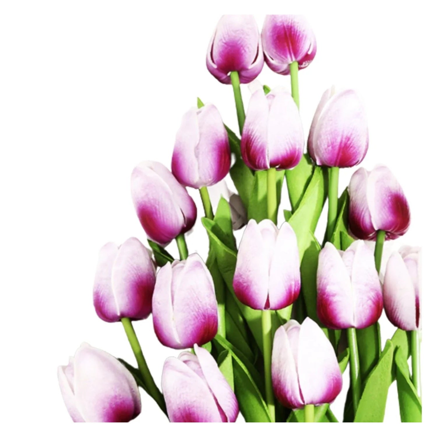 10x Artificial Tulips Flowers 35cm Stem Bouquet Fake Flower Wedding Bridal Decoration - White Purple - Asia Sell