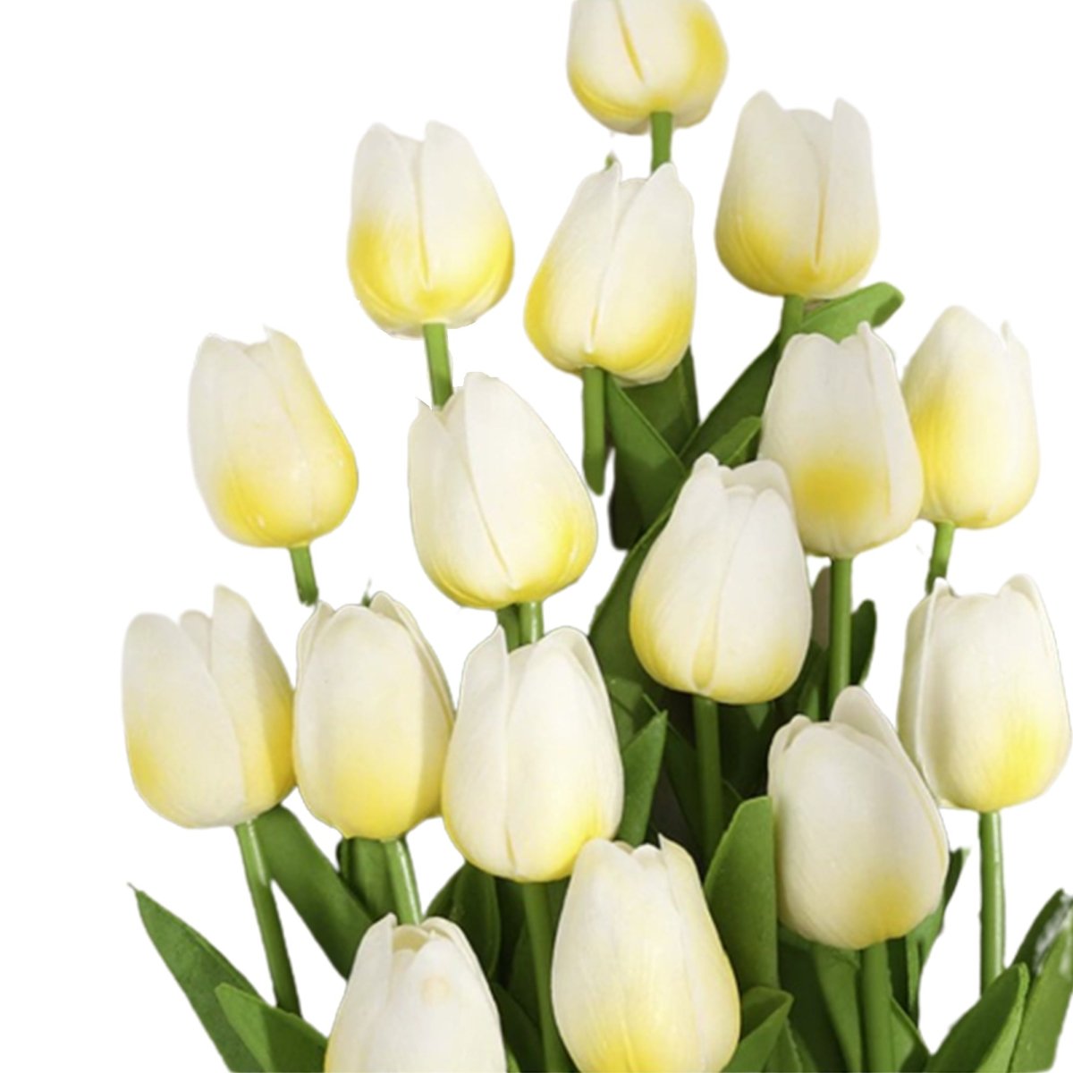 10x Artificial Tulips Flowers 35cm Stem Bouquet Fake Flower Wedding Bridal Decoration - White Yellow - - Asia Sell