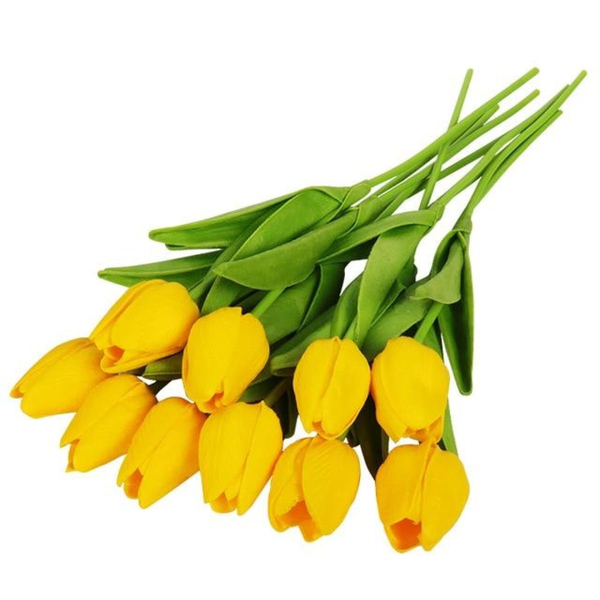 10x Artificial Tulips Flowers 35cm Stem Bouquet Fake Flower Wedding Bridal Decoration - Yellow Orange - - Asia Sell